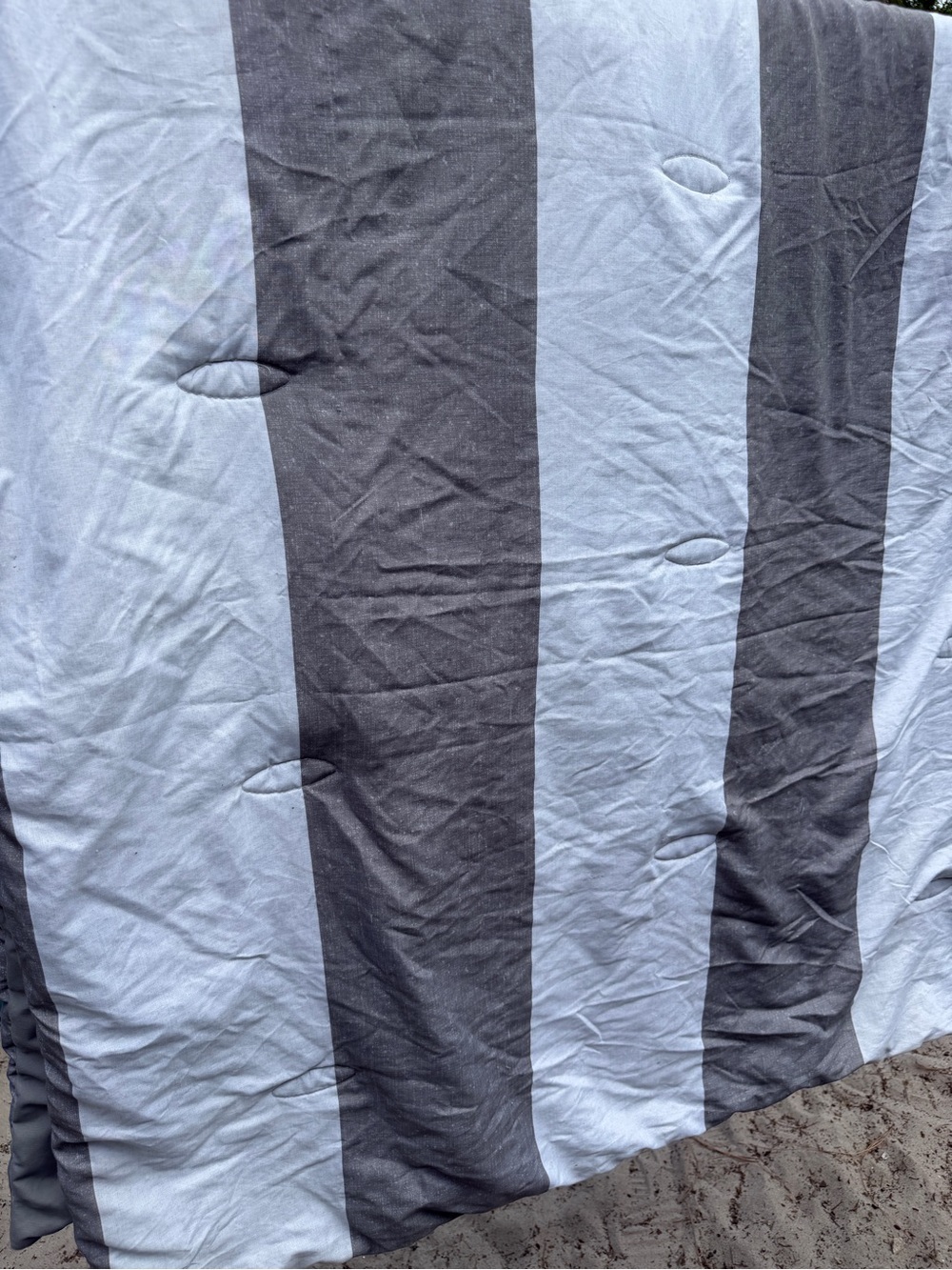 Neutral Gray and White Striped Comforter - Classic Bedding